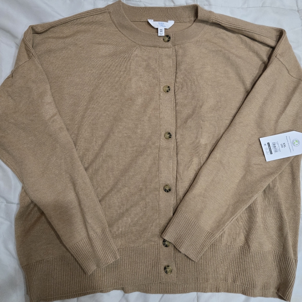 Tan Button-Up Women's Sweater/Cardigan